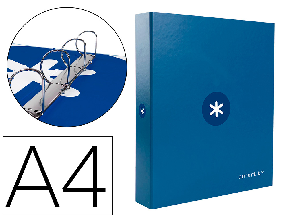 CARPETA 4 ANILLAS 40 MM MIXTAS LIDERPAPEL ANTARTIK A4 FORRADA COLOR AZUL MARINO