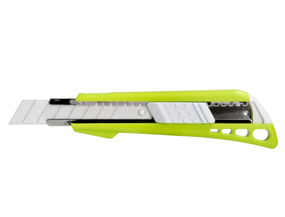 CUTER Q-CONNECT PLASTICO ANCHO CON GUIA METALICA CUCHILLA CERAMICA 18 MM XD-43 BLISTER 1 UNIDAD