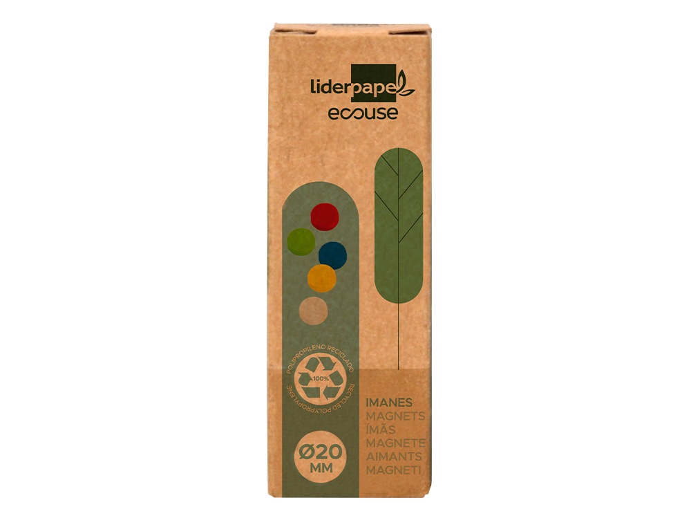 IMANES PARA SUJECION LIDERPAPEL ECOUSE PP RECICLADOPARA PIZARRA MAGNETICA 20 MM CAJA DE 10 UNIDADES