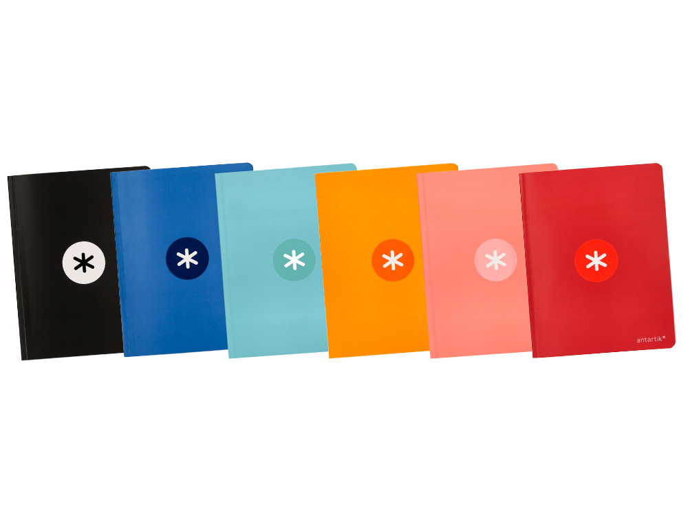 LIBRETA LIDERPAPEL ANTARTIK A5+ PLUS COSIDA 48 HOJAS 90G/M2 RAYADO HORIZONTAL CON MARGEN 6 COLORES SURTIDOS