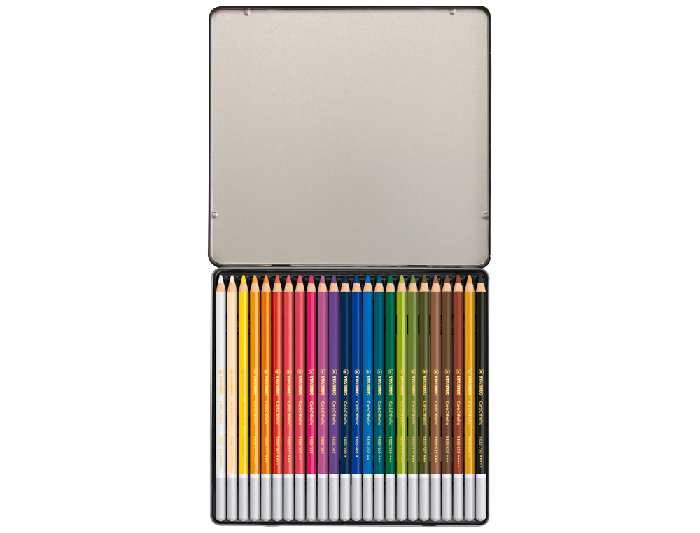 LAPICES DE COLORES STABILO ACUARELABLES CARBOTHELLO ARTY ESTUCHE METALICO DE 24 COLORES SURTIDOS