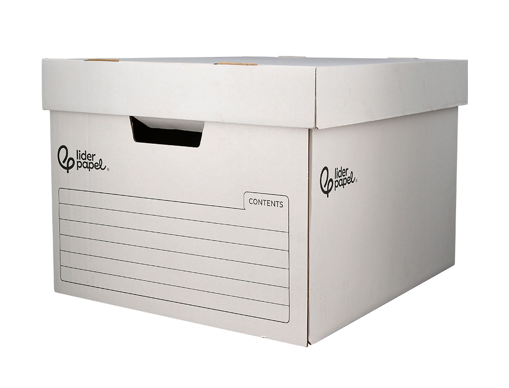 CAJON CONTENEDOR LIDERPAPEL CARTON AUTOMATICO PARA 4 CAJASARCHIVO DEFINITIVO FOLIO / 5 ARCHIVADORES A-Z 430X383X265MM