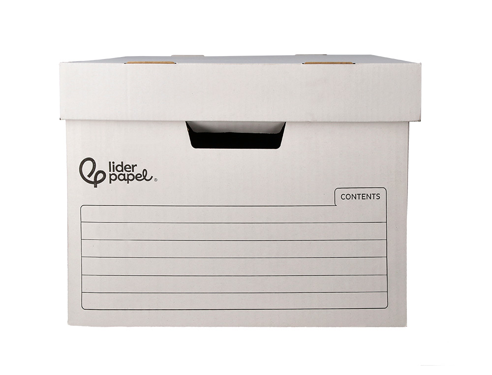 CAJON CONTENEDOR LIDERPAPEL CARTON AUTOMATICO PARA 4 CAJASARCHIVO DEFINITIVO FOLIO / 5 ARCHIVADORES A-Z 430X383X265MM