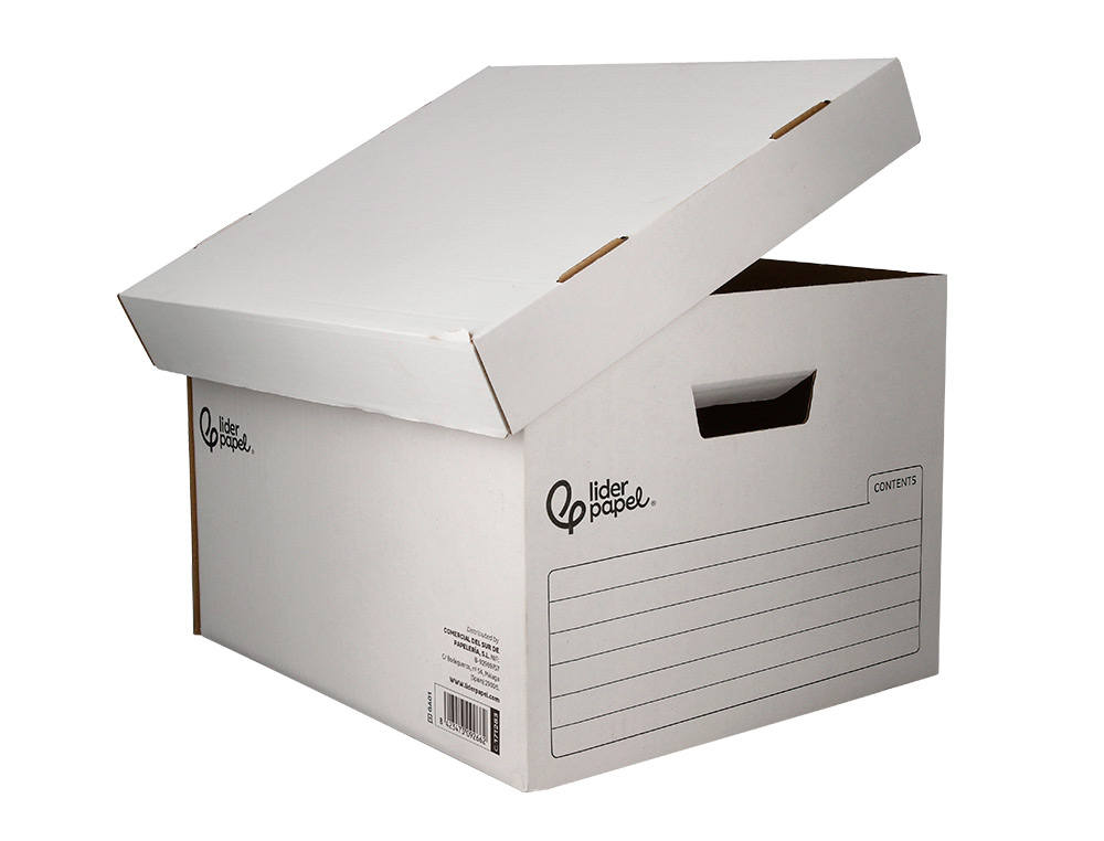 CAJON CONTENEDOR LIDERPAPEL CARTON AUTOMATICO PARA 4 CAJASARCHIVO DEFINITIVO FOLIO / 5 ARCHIVADORES A-Z 430X383X265MM