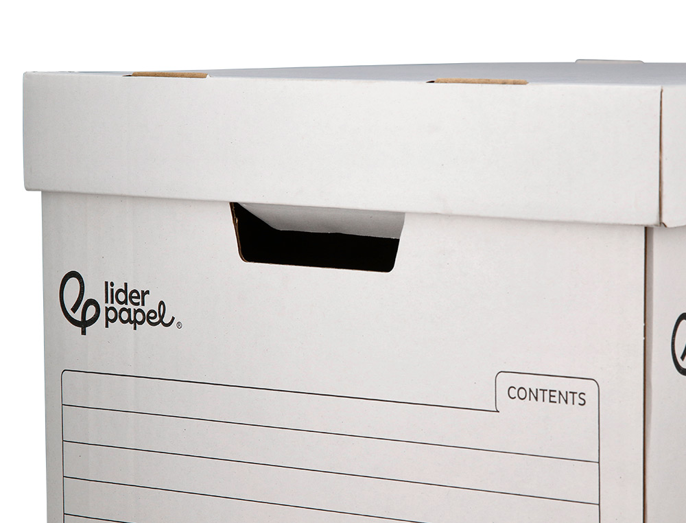 CAJON CONTENEDOR LIDERPAPEL CARTON AUTOMATICO PARA 4 CAJASARCHIVO DEFINITIVO FOLIO / 5 ARCHIVADORES A-Z 430X383X265MM