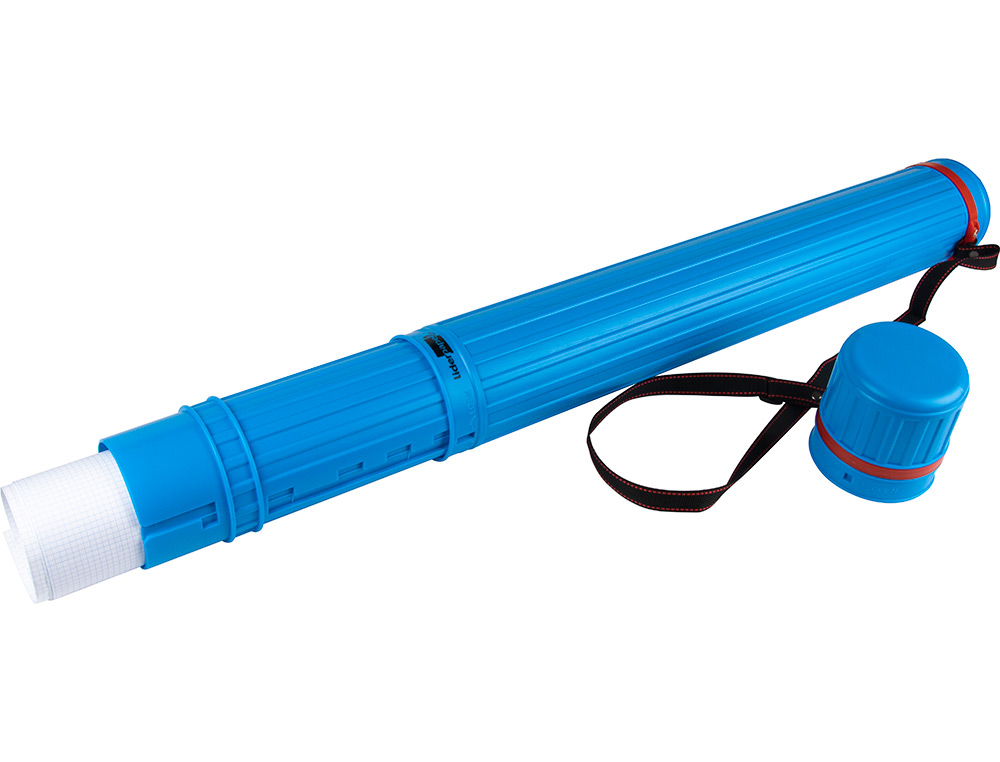 PORTAPLANOS PLASTICO LIDERPAPEL DIAMETRO 9 CM EXTENSIBLE HASTA 125 CM AZUL