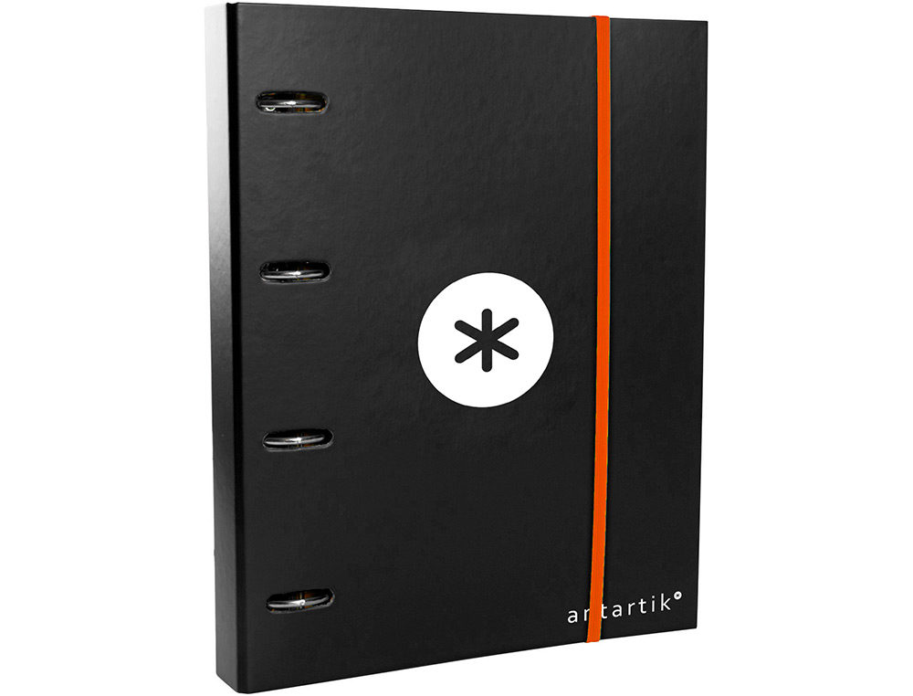 CARPETA CON RECAMBIO LIDERPAPEL ANTARTIK A4 CUADRO 5MM FORRADA 4 ANILLAS 40MM REDONDAS COLOR NEGRA