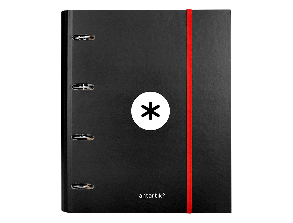 CARPETA CON RECAMBIO LIDERPAPEL ANTARTIK A4 CUADRO 5MM FORRADA 4 ANILLAS 40MM REDONDAS COLOR NEGRA