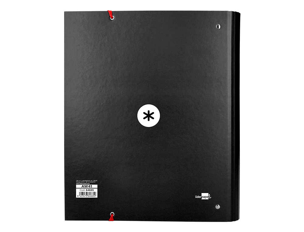 CARPETA CON RECAMBIO LIDERPAPEL ANTARTIK A4 CUADRO 5MM FORRADA 4 ANILLAS 40MM REDONDAS COLOR NEGRA