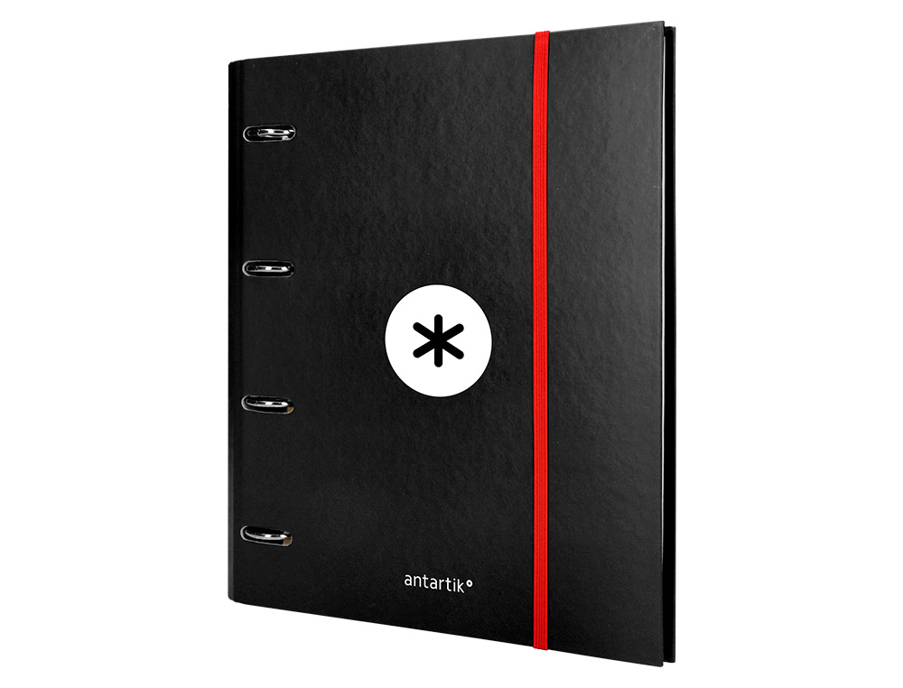 CARPETA CON RECAMBIO LIDERPAPEL ANTARTIK A4 CUADRO 5MM FORRADA 4 ANILLAS 40MM REDONDAS COLOR NEGRA