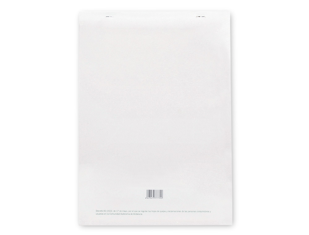 LIBRO LIDERPAPEL HOJAS DE RECLAMACIONES JUNTA DE ANDALUCIA DIN A4 25 JUEGOS ORIGINAL + 2 COPIAS