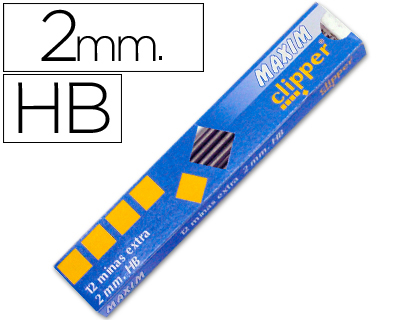 MINAS MAXIM GRAFITO DE 2 MM ESTUCHE DE 12 MINAS