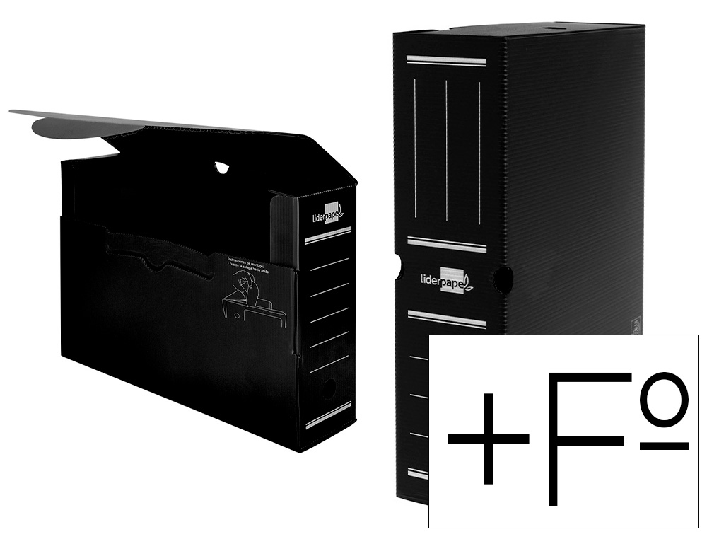 CAJA ARCHIVO DEFINITIVO PLASTICO LIDERPAPEL NEGRO 387X275X105 MM