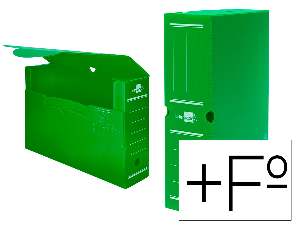 CAJA ARCHIVO DEFINITIVO PLASTICO LIDERPAPEL VERDE 387X275X105 MM