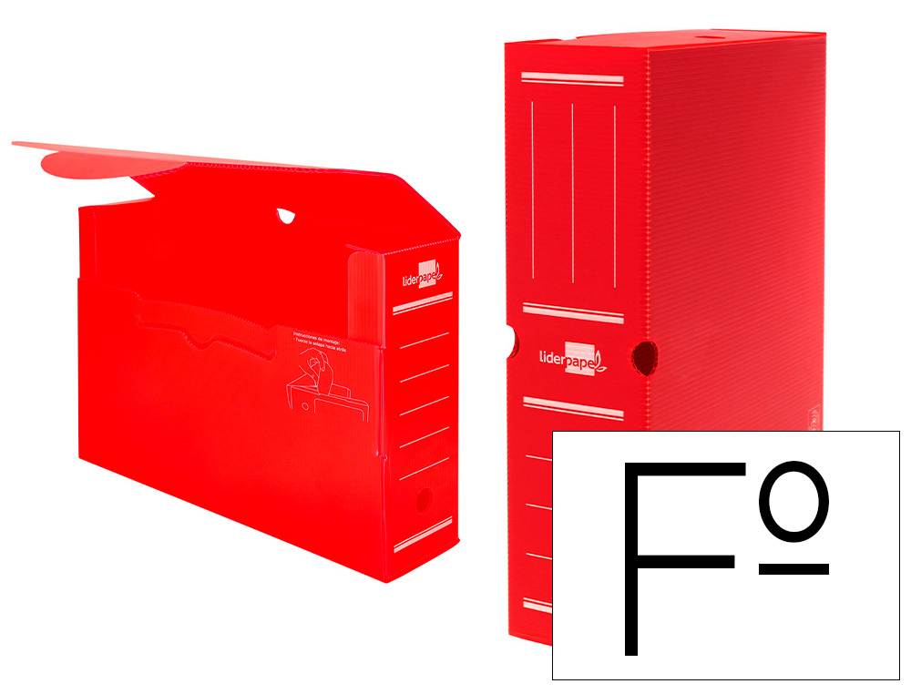 CAJA ARCHIVO DEFINITIVO PLASTICO LIDERPAPEL ROJO 360X260X100 MM