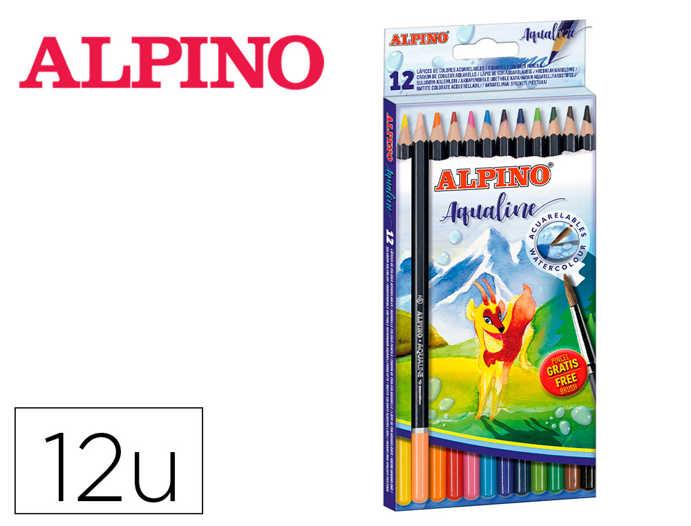 LAPICES DE COLORES ALPINO ACUARELABLE AQUALINE CAJA DE 12 UNIDADES COLORES SURTIDOS