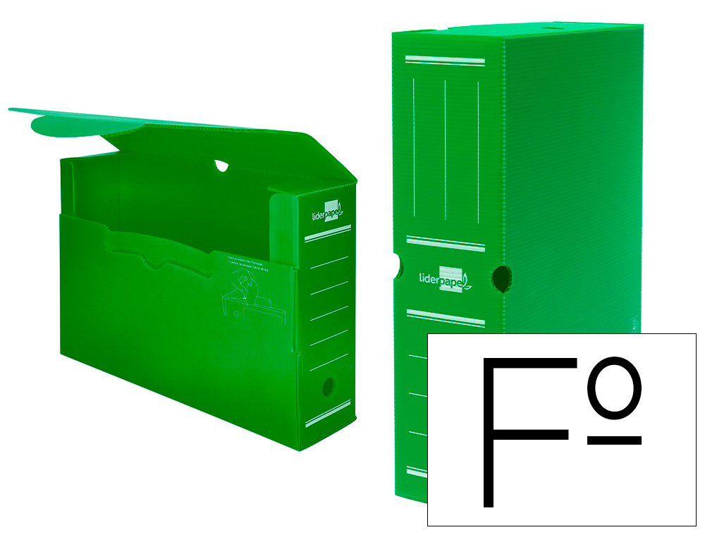 CAJA ARCHIVO DEFINITIVO PLASTICO LIDERPAPEL VERDE 360X260X100 MM