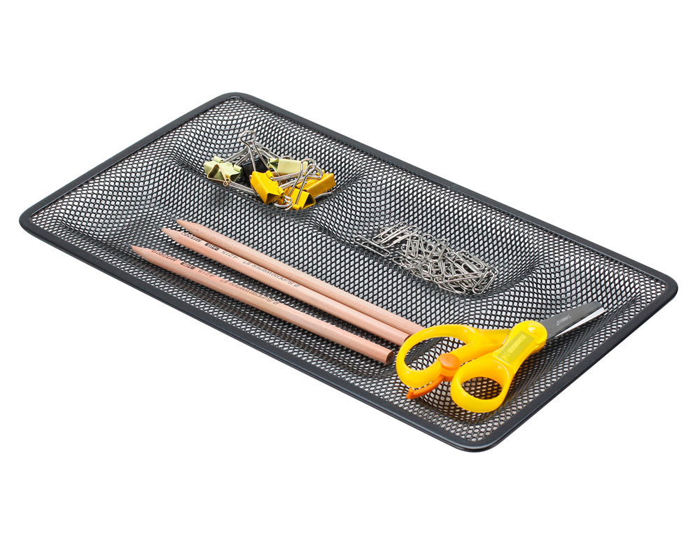 ORGANIZADOR SOBREMESA BANDEJA METALICA Q-CONNECT REJILLA NEGRA CON 4 DEPARTAMENTOS 320X35X155 MM