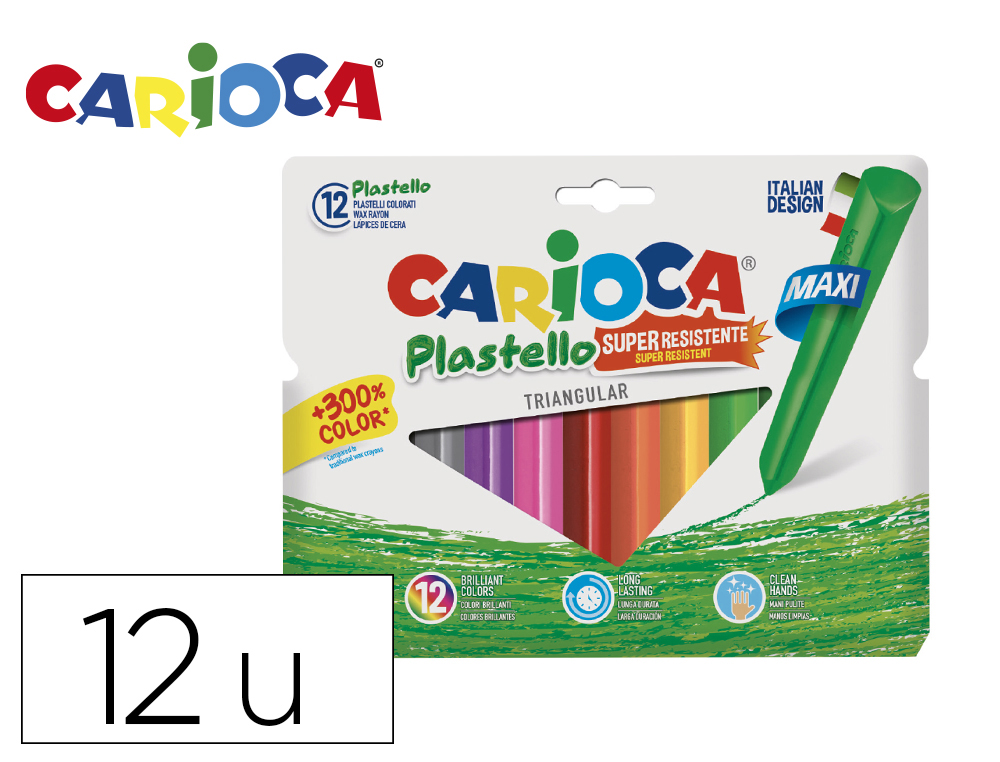 LAPICES CERA CARIOCA JUMBO TRIANGULAR CAJA DE 12 UNIDADESCOLORES SURTIDOS