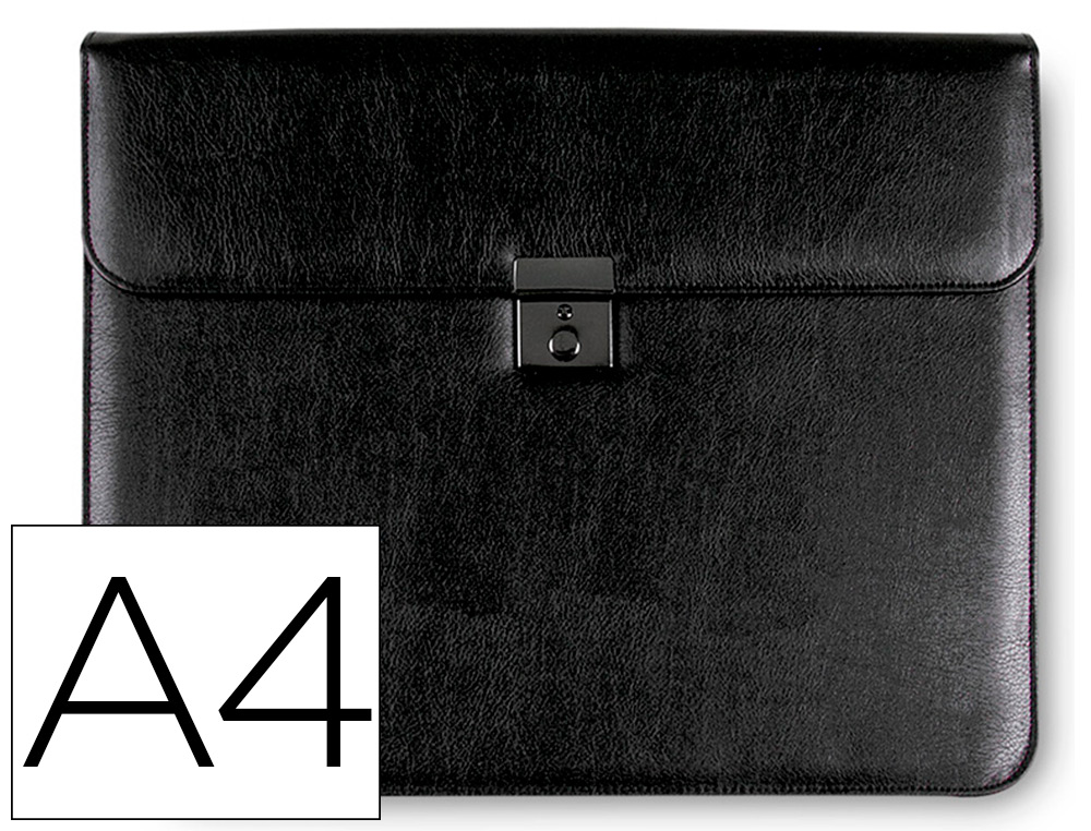 CARTERA DOCUMENTOS Q-CONNECT NEGRA 370X300 MM CON 2 BOLSAS INTERIORES