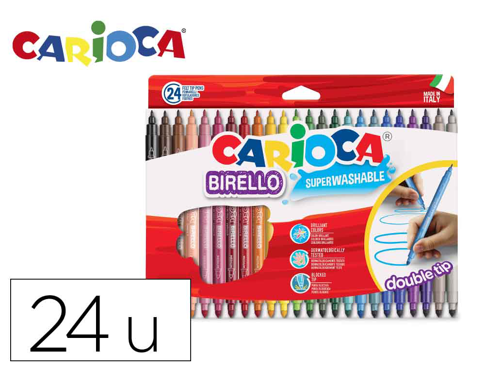 ROTULADOR CARIOCA BIRELLO BIPUNTA CAJA DE 24 COLORES