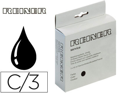 TINTA NUMERADOR REINER GRASA PARA SELLOS METALICOS COLOR NEGRO BOTE DE 45 ML CAJA DE 3 UNIDADES