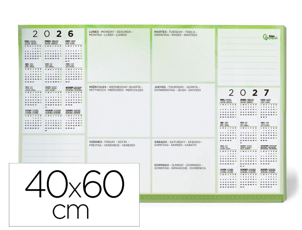 PLANNING SOBREMESA SEMANAL LIDERPAPEL 40X60 CM 80 GR 60 HOJAS 2023-2024