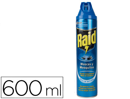 INSECTICIDA RAID SPRAY MOSCAS Y MOSQUITOS BOTE DE 600 ML