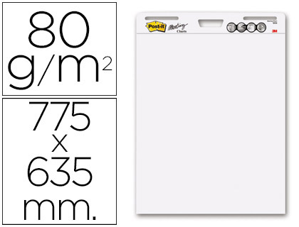 BLOC CONGRESO POST-IT LISO 775 X 635MM CON 30 HOJAS 80 GR PACK 2+1 GRATIS
