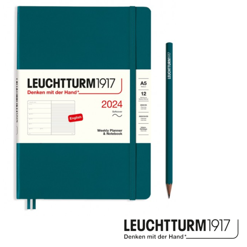 Agenda LEUCHTTURM  Semana Vista + Notas A5 Tapa Blanda (12 Meses)