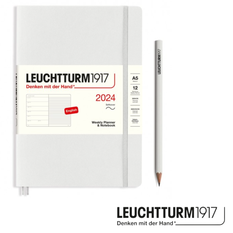 Agenda LEUCHTTURM  Semana Vista + Notas A5 Tapa Blanda (12 Meses)